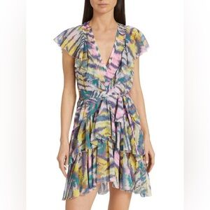 Le Superbe Flirty Ruffle Pastel Trigress Mini Dress Wedding Guest Size Small